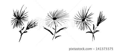 Hand drawn crayon flower on black Hand drawn crayon flower on black 141373375