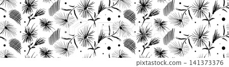 Ink brush stroke flowers seamless pattern Ink brush stroke flowers seamless pattern 141373376