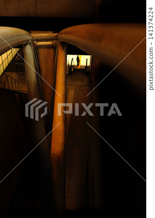 People walking in urban walkways People walking in urban walkways 141374224