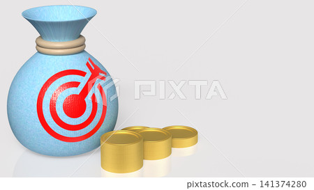 Money Bag and Golden Coins for Financial Goal Success 3d render. Money Bag and Golden Coins for Financial Goal Success 3d render. 141374280