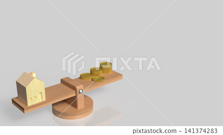 Home Value and Mortgage Affordability Balance Concept 3d render. Home Value and Mortgage Affordability Balance Concept 3d render. 141374283