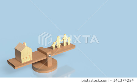 Family Housing Balance and Home Ownership Decision Concept 3d render. Family Housing Balance and Home Ownership Decision Concept 3d render. 141374284