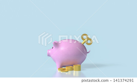 Pink Piggy Bank with Golden Coins for Smart Financial Saving 3d render. Pink Piggy Bank with Golden Coins for Smart Financial Saving 3d render. 141374291