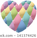 Glossy, colorful seaglass-style mosaic background - heart 141374426