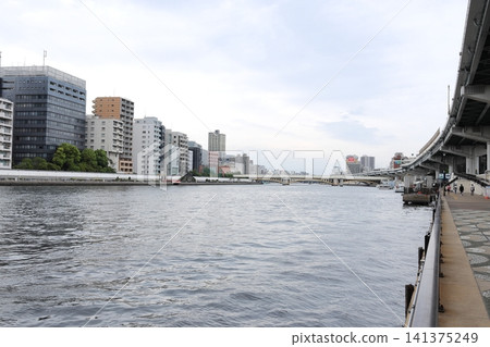 東京城市景觀:兩國車站附近的隅田川 東京城市景觀:兩國車站附近的隅田川 141375249