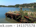 The rusty iron pier and the sea in the cove of Nonoshima Island (Shiogama City, Miyagi Prefecture) 141375578