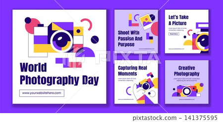 World Photography Day Social Media Post Flat Cartoon Background Illustration Template World Photography Day Social Media Post Flat Cartoon Background Illustration Template 141375595