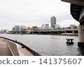 Tokyo cityscape: Sumida River, near Ryogoku. 141375607