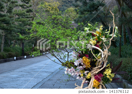 The approach to Higashi-Otani is adorned with spring flowers. The approach to Higashi-Otani is adorned with spring flowers. 141376112