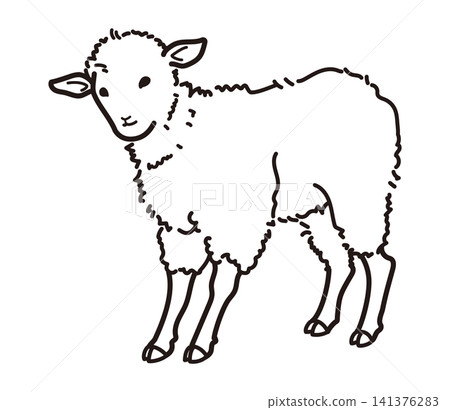 Cute lamb line art illustration, perfect for New Year's cards for the Year of the Sheep. 141376283