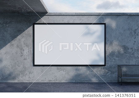 Large blank horizontal billboard on outdoor concrete wall Large blank horizontal billboard on outdoor concrete wall 141376351