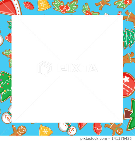 Festive Holiday Gingerbread Cookie Frame with Central White Copy Space Festive Holiday Gingerbread Cookie Frame with Central White Copy Space 141376425