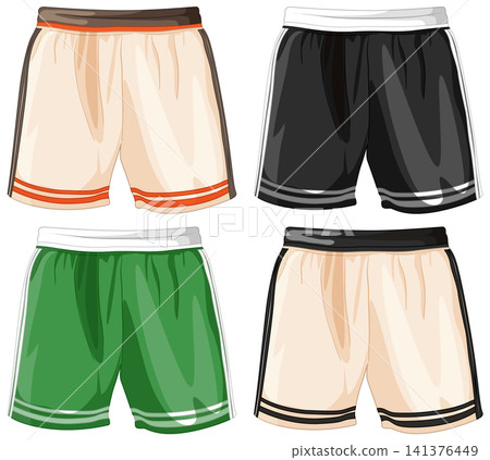 Colorful Sports Shorts Vector Illustration Set Colorful Sports Shorts Vector Illustration Set 141376449