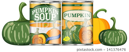 Canned Pumpkin Soup and Puree with Fresh Green and Orange Squash Canned Pumpkin Soup and Puree with Fresh Green and Orange Squash 141376476