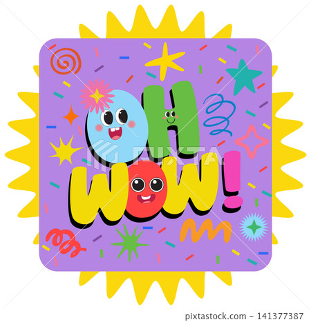 Retro Y2K Aesthetic Sticker with Colorful Typography and Cartoon Characters Retro Y2K Aesthetic Sticker with Colorful Typography and Cartoon Characters 141377387