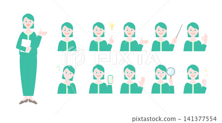 A set of illustrations showing the facial expressions of working women. A set of illustrations showing the facial expressions of working women. 141377554