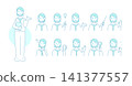 A set of facial expressions for a working humanoid AI robot (illustration material) 141377557