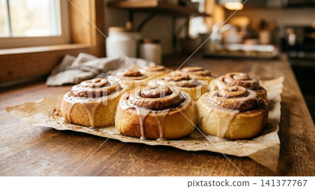 Homemade cinnamon rolls with sweet glaze on parchment paper cinnamon breakfast homemade parchment delicious culinary mouthwatering traditional Homemade cinnamon rolls with sweet glaze on parchment paper cinnamon breakfast homemade parchment delicious culinary mouthwatering traditional 141377767