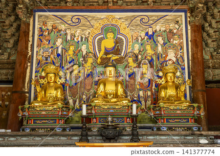Buddha statue in Daeungbojeon Hall of Naesosa Temple Buddha statue in Daeungbojeon Hall of Naesosa Temple 141377774
