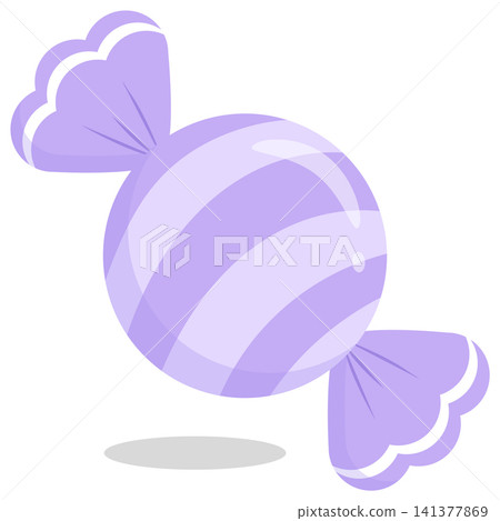 Cute Kawaii Pastel Purple Striped Candy Vector Icon 141377869
