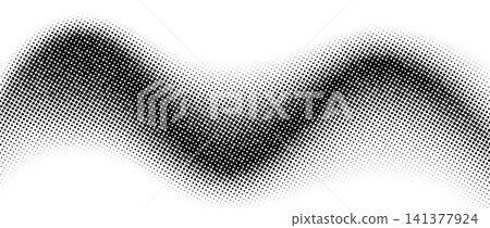 Comic halftone curved wave background. Black dotted grit sand flow pattern wallpaper. Grunge pop art gradient swoosh element overlay. Rasterized pixelated halfton grain backdrop. Vector wavy noise bg Comic halftone curved wave background. Black dotted grit sand flow pattern wallpaper. Grunge pop art gradient swoosh element overlay. Rasterized pixelated halfton grain backdrop. Vector wavy noise bg 141377924