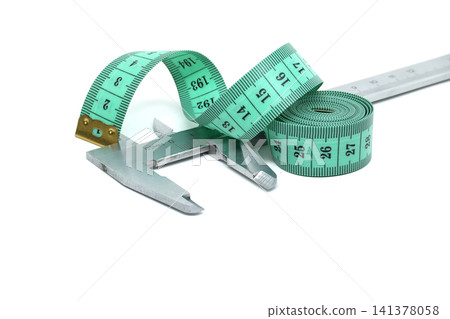 Measuring Tools Metal Caliper With Green Tape Measure and Steel Ruler for Tailoring and Engineering Measuring Tools Metal Caliper With Green Tape Measure and Steel Ruler for Tailoring and Engineering 141378058