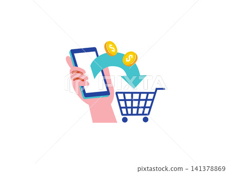Image illustration of shopping on a smartphone Image illustration of shopping on a smartphone 141378869