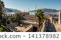 Castle courtyard with garden and ancient walls in Marmaris Turkey 141378982