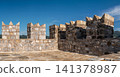Medieval stone battlements overlooking sea bay in Marmaris Turkey 141378987