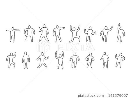 A set of hand-drawn illustrations of people in various poses. A set of hand-drawn illustrations of people in various poses. 141379007