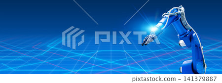 Industrial robots and communication networks. Factories, manufacturing, DX, industry, FA, physical AI, future, machinery, automation Industrial robots and communication networks. Factories, manufacturing, DX, industry, FA, physical AI, future, machinery, automation 141379887