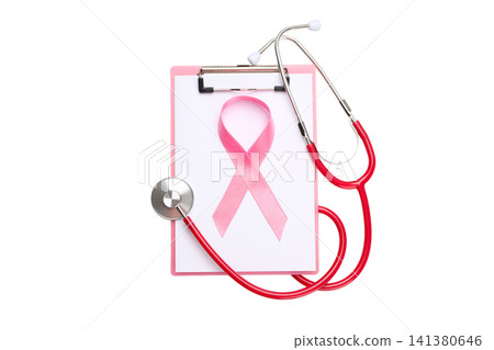 Clipboard with pink ribbon and stethoscope for breast cancer, PNG Clipboard with pink ribbon and stethoscope for breast cancer, PNG 141380646