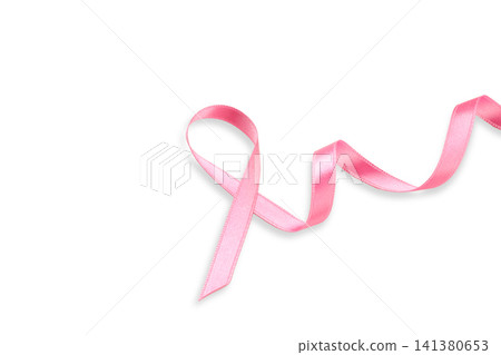 Pink ribbon symbolizes health solidarity, isolated, PNG Pink ribbon symbolizes health solidarity, isolated, PNG 141380653