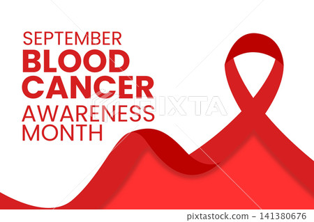 Blood cancer. September showcases blood cancer awareness through bold graphics and red ribbon symbol Blood cancer. September showcases blood cancer awareness through bold graphics and red ribbon symbol 141380676