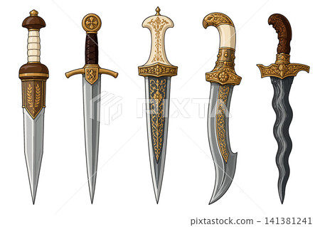 Vsai daggers and knives with ornate blades collection Vsai daggers and knives with ornate blades collection 141381241