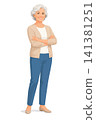 Vsai senior woman smiling with gray hair and crossed arms 141381251