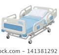 Hospital bed with wheels for patient care and recovery 141381292