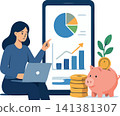 Vsai woman analyzing financial data for investment growth 141381307