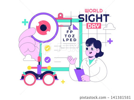 World Sight Day Illustration Featuring Eye Care Awareness, Vision Health, Eye Examination, Ophthalmology, Eye Screening, and Blindness Prevention World Sight Day Illustration Featuring Eye Care Awareness, Vision Health, Eye Examination, Ophthalmology, Eye Screening, and Blindness Prevention 141381581