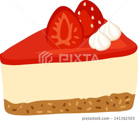 Strawberry Cheesecake Slice with Fresh Berries and Whipped Cream Illustration Strawberry Cheesecake Slice with Fresh Berries and Whipped Cream Illustration 141382503