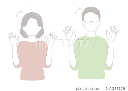 一組照片,照片中一男一女錶情驚訝。 一組照片,照片中一男一女錶情驚訝。 141383129