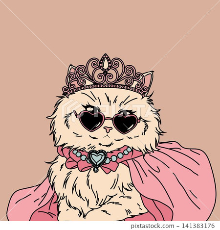 Glamorous Cat Character in Royal Outfit Glamorous Cat Character in Royal Outfit 141383176