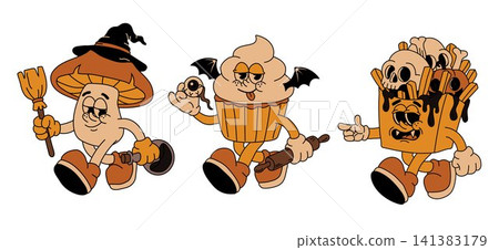 Vintage Halloween Monster Food Mascots Clipart Vintage Halloween Monster Food Mascots Clipart 141383179