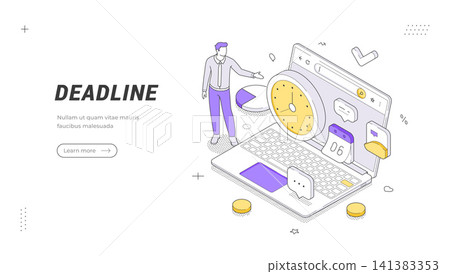 Deadline Management Project Isometric Vector Illustration for Business Web Banner and Landing Page Template Deadline Management Project Isometric Vector Illustration for Business Web Banner and Landing Page Template 141383353