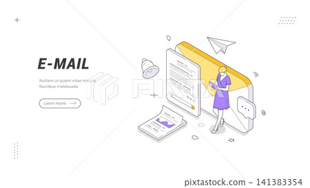 E-mail Marketing Communication Concept Isometric Vector Illustration for Mobile App Banner Template Design E-mail Marketing Communication Concept Isometric Vector Illustration for Mobile App Banner Template Design 141383354