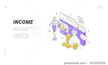 Financial Growth and Passive Income Stream Isometric Vector Illustration for Investment Banner Template 141383356