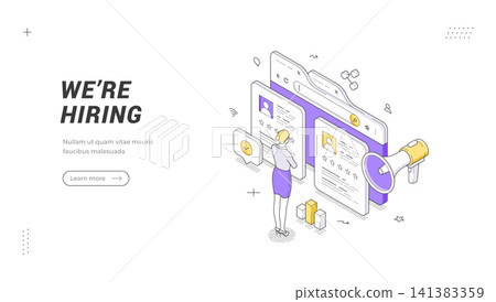 We Are Hiring Job Vacancy Isometric Vector Illustration for Human Resources Agency Banner Template We Are Hiring Job Vacancy Isometric Vector Illustration for Human Resources Agency Banner Template 141383359