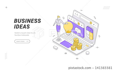 Creative Business Ideas And Startup Innovation Isometric Vector Illustration for a Project Banner Template Creative Business Ideas And Startup Innovation Isometric Vector Illustration for a Project Banner Template 141383381