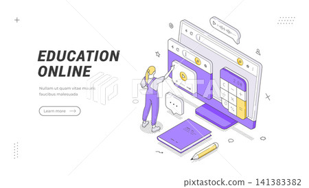 Online Education And E-Learning Platform Isometric Vector Illustration for a University Banner Template Online Education And E-Learning Platform Isometric Vector Illustration for a University Banner Template 141383382