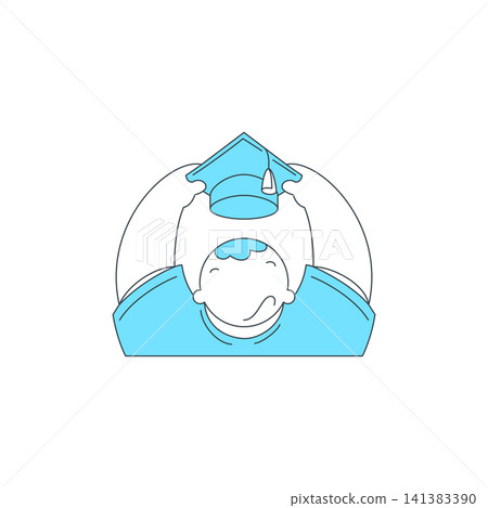 Happy Graduate Student Puts On Cap Vector Illustration For Education Success Concept Happy Graduate Student Puts On Cap Vector Illustration For Education Success Concept 141383390